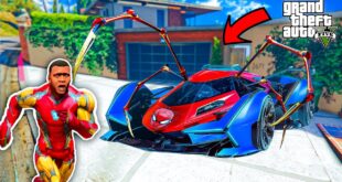 Franklin-Stealing-Secret-Spider-Man-Car-In-GTA5-Avengers-Car-in-GTA-5-A.K-GAME-WORLD